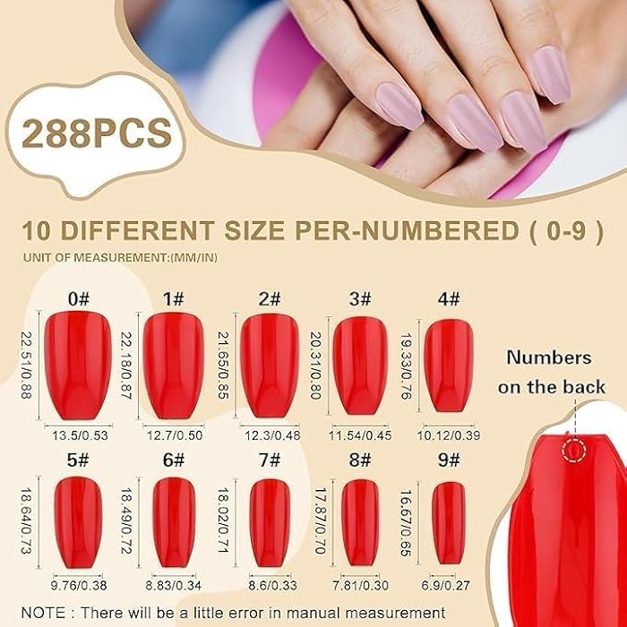 Pcs Glossy Press On Nails, 12 Colors Coffin Fake Nails Full Cover Short Nail Oval Shape False Nails Artificial Fingernails for Women Girls(Glossy) ( , 144 ) - Image 4